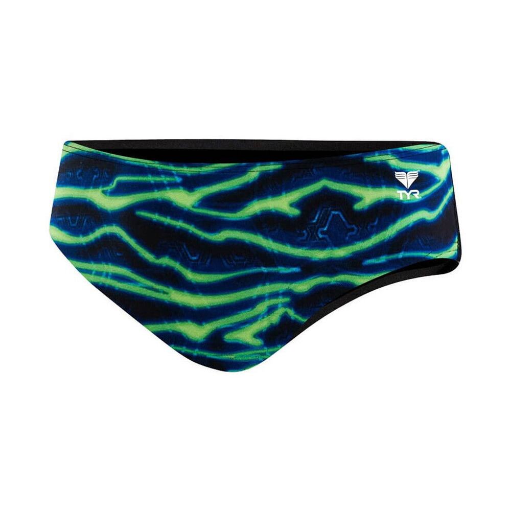 TYR Men's Voltage Racer Brief Swimwear Bottoms Blue/Green Size 26